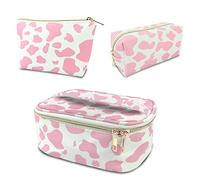 Deokke 3Pcs Makeup Bag,Travel Makeup Bag,Makeup Bags for Women, Makeup Brush Bag,Large Capacity PVC Cosmetic Bag,Waterproof and Durable, Pink-B-5, L, Aa