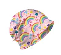 Deokke Chemo Caps Slouchy Beanie Hat Stretch Cancer Head Wraps Turban Sleep Head Scarf for Women Men (L8-Rainbow)