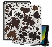 Deokke Compatible with iPad 10.2 inch Case,9th /8th /7th Generation Case(2021/2020/2019) with Pencil Holder Soft TPU Back Case,Auto Sleep/Wake Cover,Cute for Girls Women (N9-Cowhide Cow)