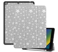 Deokke Compatible with iPad 10.2 inch Case,9th /8th /7th Generation Case(2021/2020/2019) with Pencil Holder Soft TPU Back Case,Auto Sleep/Wake Cover,Cute for Girls Women (N13-Sliver Stars)