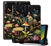 Deokke Compatible with iPad 10.2 inch Case,9th /8th /7th Generation Case(2021/2020/2019) with Pencil Holder Soft TPU Back Case,Auto Sleep/Wake Cover,Cute for Girls Women(N12-Mushroom Floral)