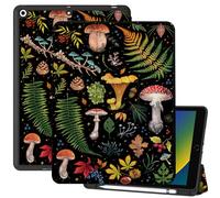 Deokke Compatible with iPad 10.2 inch Case,9th /8th /7th Generation Case(2021/2020/2019) with Pencil Holder Soft TPU Back Case,Auto Sleep/Wake Cover,Cute for Girls Women (N8-Mushroom)