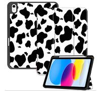 Deokke Compatible with iPad (A16) 11th Generation 11 Inch 2025,iPad 10th Generation Case 2022,10.9 Inch Case Pencil Holder Soft Back Auto Sleep/Wake Cover Girls Women(C4-Black and White)