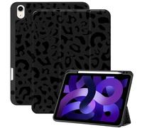 Deokke Compatible with iPad Air 11 Inch Case M4/M3/M2(2026/2025/2024),Compatible with iPad Air 5th/4th (2022/2020) Generation 10.9 Inch Case Pencil Holder Cute Women Girls-Black Leopard Cheetah