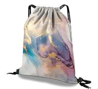 Deokke Drawstring Backpack Draw String Bag Waterproof for Sports Gym Beach Travel Cute Aesthetic Sackpack Men Women (13"×17") (S17-Marble)