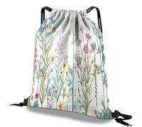 Deokke Drawstring Backpack Draw String Bag Waterproof for Sports Gym Beach Travel Cute Aesthetic Sackpack Men Women (13"×17") (S14-Blue Flower)