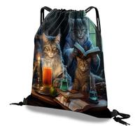 Deokke Drawstring Backpack Draw String Bag Waterproof for Sports Gym Beach Travel Cute Aesthetic Sackpack Men Women (13"×17") (S6-Cat)