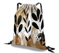 Deokke Drawstring Backpack Draw String Bag Waterproof for Sports Gym Beach Travel Cute Aesthetic Sackpack Men Women (13"×17") (S25-Brown Leaf)