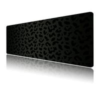Deokke Large Gaming Mouse Pad,Desk Pad with Non-Slip Base and Stitched Edges for Gamer Home Office,Extended Laptop Gaming Mouse Pad,Desktop Pad,31.5×15.7 in,Black Leopard Print