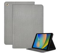 Deokke Premium Leather Compatible with iPad 10.2 inch 9th /8th /7th Generation Case(2021/2020/2019) Hard Back Protective Folio Crocodile Retro Auto Sleep/Wake Cover Women Girls (N6-Grey)