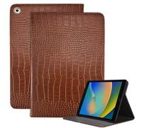Deokke Premium Leather Compatible with iPad 10.2 inch 9th /8th /7th Generation Case(2021/2020/2019) Hard Back Protective Folio Crocodile Retro Auto Sleep/Wake Cover Women Girls (N2-Crocodile Brwon)