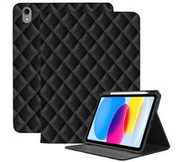 Deokke Premium Leather Compatible with iPad(A16)11th Generation 11 Inch Case 2025,iPad 10th Generation 10.9Inch Case 2022,Pencil Holder Folio Crocodile Auto Sleep/Wake Cover Women Girls(Black Rhombus)