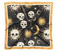 Deokke Scarf Silk Feeling Square Satin Headwear Wrap 27.5 Inches Bandana Aesthetic Trendy Cute Handbag Decoration Women Girls (V28-Skeleton Sun Moon)