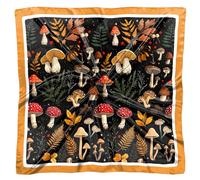 Deokke Scarf Silk Feeling Square Satin Headwear Wrap 27.5 Inches Bandana Aesthetic Trendy Cute Handbag Decoration Women Girls (V25-Mushroom)