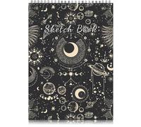 Deokke Sketch Book Top Spiral Bound Sketch Pad,9 x 12 inch,100GSM Thick Paper,50 Sheets 100 Pages,Art Sketchbook Artistic Drawing Writing Paper,for Girls Women Beginners Artists (E10-Sun Moon)