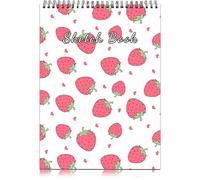 Deokke Sketch Book Top Spiral Bound Sketch Pad,9x12 inch,100GSM Thick Paper,50 Sheets 100 Pages,Art Sketchbook Artistic Drawing Writing Paper,for Girls Women Beginners Artists (E15-Strawberry)