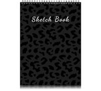 Deokke Sketch Book Top Spiral Bound Sketch Pad,9x12 inch,100GSM Thick Paper,50 Sheets 100 Pages,Art Sketchbook Artistic Drawing Writing Paper,for Girls Women Beginners Artists (E1-Black Leopard Print)