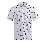 DEOLAX Mens Golf Shirt Moisture Wicking Dry Fit Performance Mens Polo Shirt Regular Fit Fashion Print Short Sleeve Polo, White-3, XXL