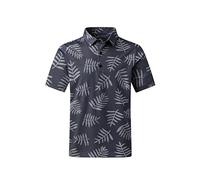 DEOLAX Mens Polo Shirts Moisture Wicking Dry Fit Performance Mens Golf Shirt Leaf Print Men's Polo Shirts Short Sleeve, Navy Blue, Large