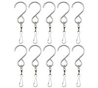 Deolven Swivel Hook Clips,10 Pieces Stainless Steel S Hooks for Hanging Wind Chimes or Wind Spinner Outdoor Hanging Baskets Flower Plants Birdcage Windsock Flag Party Ornaments Garden Accessories