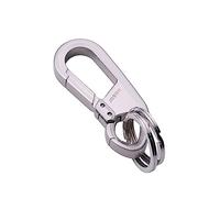 Deolven Upscale Zinc Alloy Key Chains, Heavy Duty Metal Key Ring, Quick Release Car Keyring with 2 Rings, Double Clips Type Keychain, Key Chain Fobs for Men and Women Silver