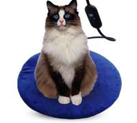 DEOMAN Pet Heating Pad for Cats & Small Dogs - Round 16 Inch,6 Heat Levels, 2-24H Auto Shut Off Timer, Waterproof, Fire-Resistant, Removable Washable Cover, Chew-Proof Cord, Digital Display