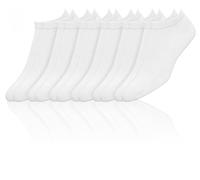 DeoMed Antibacterial Trainer Socks, 6 Pairs, Unisex, Non-Slip, Made in the EU, Seamless, Mini Bamboo with Sanitized Actifresh Technology, White, 43-46