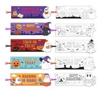 Deorfuy 100PCS DIY Coloring Halloween Bookmarks, Color Your Own Trick or Treat Bookmarks for Kids, Happy Halloween Art Craft Activities Favors Prize for Party Home Classroom