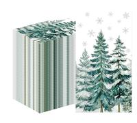 Deorfuy Christmas Dinner Napkins Disposable Party Decorations,100PCS Christmas Winter Pine Trees Snowflakes Paper Napkin Decor, Winter Holiday and Cocktail Xmas Towels Table Decor