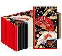 Deorfuy Japanese Hibachi Party Decorations, 100 Sheets Hibachi Party Napkins Supplies Disposable, Asian Japanese Style Paper Fans Paper Supplies Decor for Birthday Baby Shower, 4.3 x 7.9 Inch