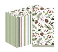 Deorfuy Pinecone Berry Christmas Dinner Napkins Disposable Party Decorations, 100PCS Pine Cones Christmas Guest Paper Napkins Decoration, Winter Holiday and Cocktail Xmas Towels Decor