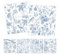 Deorfuy Reusable Swedish Dishcloths for Kitchen, 6PCS Blue Floral Cellulose Sponge Paper Towels Washable, Absorbent Fast Drying Swedish Dish Cloth for Home Cleaning