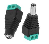 Deosdum DC Power Connector 5.5x2.1mm Male Female No Welding Screw (Green) | Plastic Cover, Press Type Wiring for CCTV Cameras, LED Lamps, 20A Contact with Screw Tightening, Fits 2.1mm Jack
