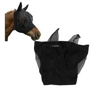 Deosdum Horse Fly Mask, Elastic Breathable Mesh Horse Mask with Ears Protection (Black)