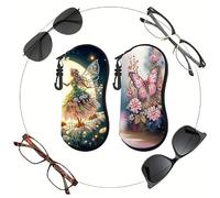 Deosiy 2-Pack 5D Diamond Painting DIY Glasses Case, Hook Sunglasses Storage Bag, Portable Anti-Fall Glasses Soft Case Diamond Painting Gift Art(Butterfly Fairy)