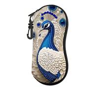 Deosiy 5D Diamond Painting DIY Glasses Case, Hook Sunglasses Storage Bag, Portable Anti-Fall Glasses Soft Case Diamond Painting Gift Art(Ethnic Peacock)