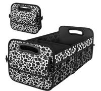 Deosk Car Organizer for SUV - 6 Big Pocket Trunk Storage With Waterproof Polyester, Car Accessories for Women/Men, Cow Print (Medium)