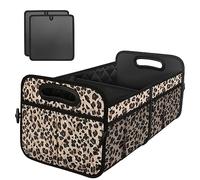 Deosk Trunk Organizer for Car, Collapsible Car Organziers and Storage with 6 Pockets, 50L Multi-Compartment Car Trunk Organzier, Car Accessories for Women/Men - Leopard print