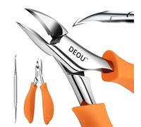 DEOU Heavy Toe Nail Clippers for Thick Nails，Professional Thick & Ingrown Toenail Clipper for Men & Seniors，Stainless Steel Pedicure Clippers Toenail Cutters（Orange+Nail Remover）