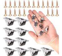 Deozu 10 Pcs Mini Caster Wheels for Small Appliances, 1/2 Inch Mini Wheels, Metal Mini Casters, Small Wheels for Projects, Furniture, Cart Drawer Storage Box (Non Swivel)