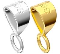 Deozu 2 Pcs Pendant Clasp for Necklace, Necklace Pendant Clasp, Sterling Silver Jewelry Making Supplies, Bails for Jewelry Making, Bracelet (Gold+Silver)