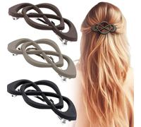 Deozu 3 Pcs Vintage French Barrette Clips, Decorative Strong Hold Grip Barrette Hair Clip, No Slip Styling French Hair Accessories for Women