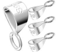 Deozu 4 Pcs Pendant Clasp for Necklace, Necklace Pendant Clasp, Sterling Silver Jewelry Making Supplies, Bails for Jewelry Making, Bracelet (Silver)