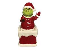 Department 56 6009064 Dr. Seuss The Grinch Santa and Chimney Salt and Pepper Shaker Set, Stoneware, Multicolor