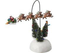 Department 56 Animated Flaming Sleigh, Metal, Sisal, Plastic, Dolomite, Multi Color, 26 x 22 x 16 cm