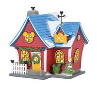 Department 56 Disney Village Mickey’s Christmas Lit House, 6.26 inch (Red)