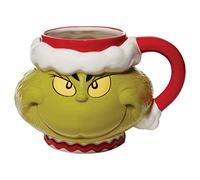 Department 56 Dr. Seuss Grinch Santa Face Sculpted Coffee Mug, 32 Ounce, Multicolor
