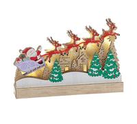 Department 56 Flourish Rudolph The Red-Nosed Reindeer and Santa in Sleigh Lit Mantle Decor, 9 Inch, Multicolor