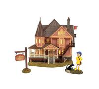 Department 56 Fright Avenue Village Coraline The Pink Palace Apartments Lit Building and Figurine Set, 8.75 Inch, Multicolor
