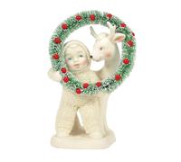 Department 56 Snowbabies Christmas Jubilee Meet in The Middle Wreath Figurine, 4 Inch, Multicolor